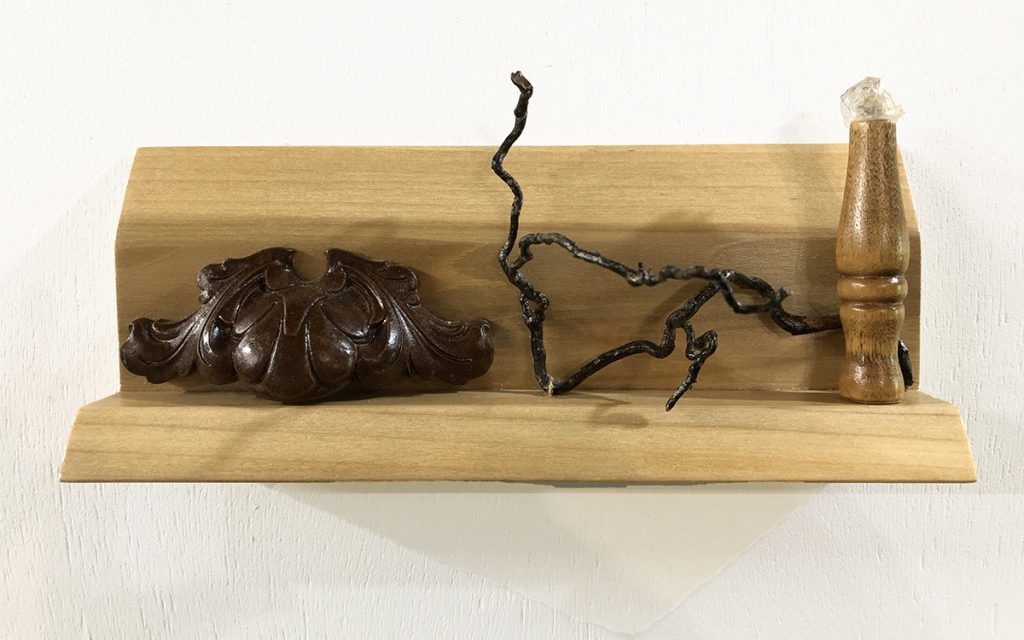 Eva M. Capobianco&nbsp;• <em>Off the Wall</em>&nbsp;• Found wood&nbsp;• 10½″×&nbsp;5″×&nbsp;2¼″&nbsp;• $50.00