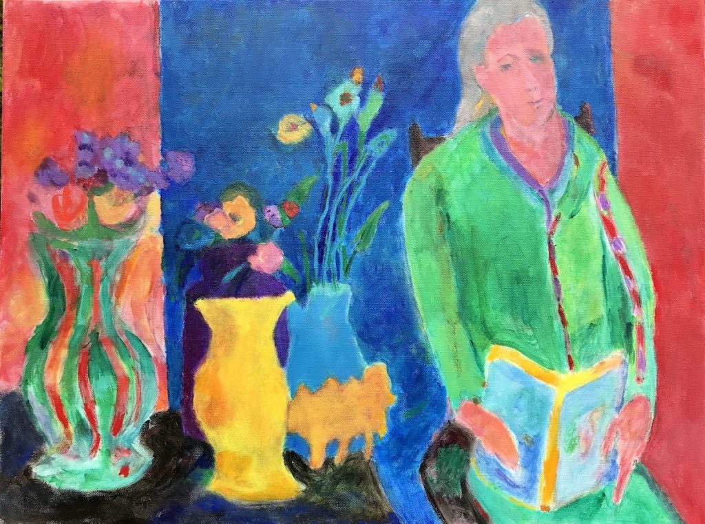 Vincent Jospeh&nbsp;• <em>Woman Reciting</em>&nbsp;• Acrylic&nbsp;• 24″×&nbsp;18″&nbsp;• $900.00