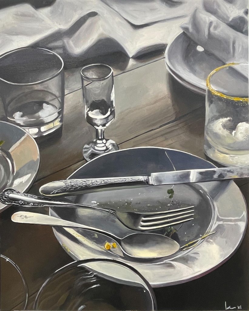 Kara Daviau&nbsp;• <em>The Salt & the Sea & the Stone</em>&nbsp;• Acrylic on canvas&nbsp;• 24″×&nbsp;30″&nbsp;• $3,500.00