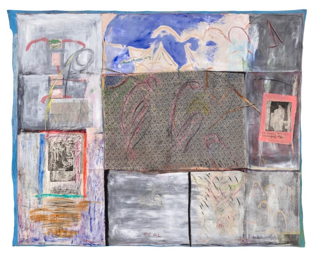 Jo Ann Rothschild&nbsp;• <em>Imaginary Real</em>&nbsp;• Mixed media on canvas&nbsp;• 94″×&nbsp;115″&nbsp;• NFS