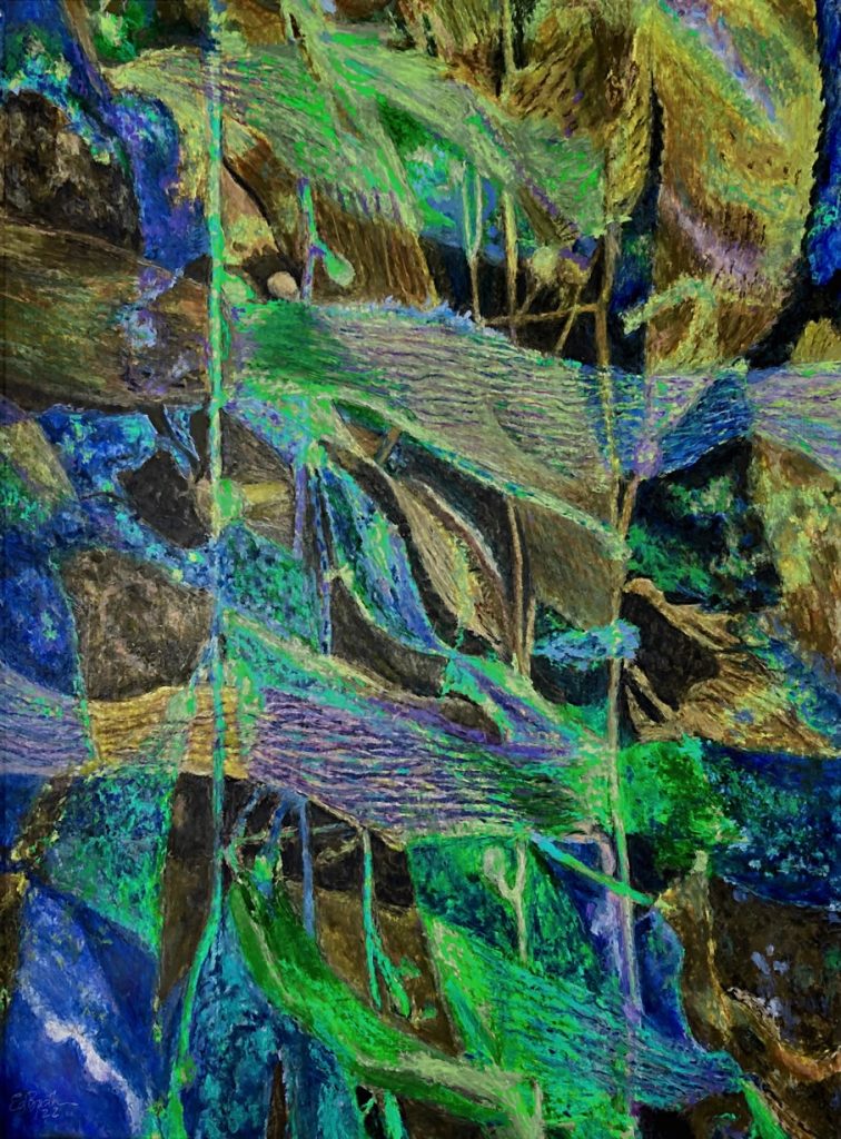 Ed Brothers&nbsp;• <em>Forest Dream</em>&nbsp;• Oil pastel&nbsp;• 16″×&nbsp;13″&nbsp;• $850.00