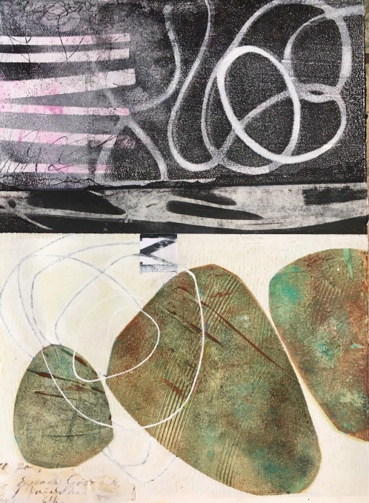 Carol Spence&nbsp;• <em>Rainwalk 1</em>&nbsp;• Mixed media&nbsp;• 10″×&nbsp;15″&nbsp;• $200.00<a class="purchase" href="https://state-of-the-art-gallery.square.site/product/carol-spence-rainwalk-1/1306" target="_blank">Buy</a>