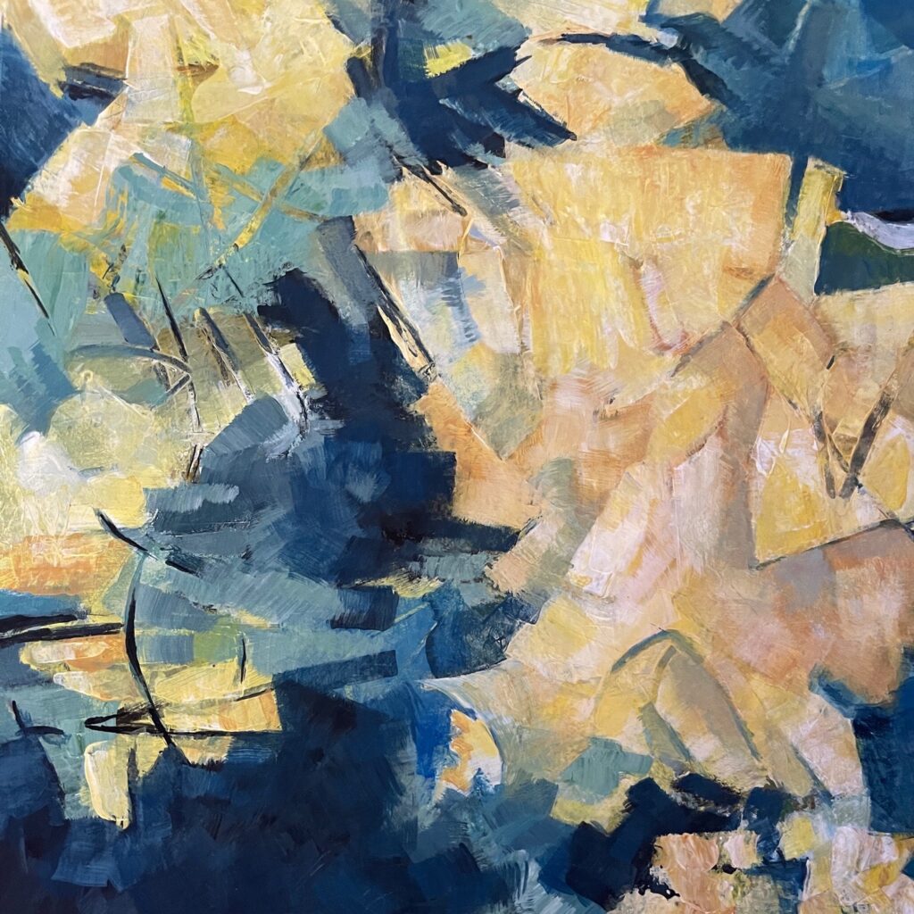 Patricia Brown&nbsp;• <em>Passages 16b, Sienna Sway</em>&nbsp;• Acrylic paint on paper mounted on wood panel&nbsp;• 8″×&nbsp;8″&nbsp;• $195.00