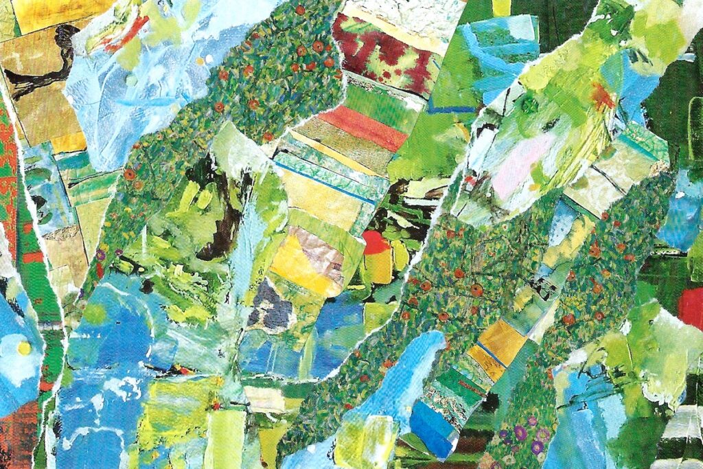 Patricia Brown&nbsp;• <em>Passage Collage 72</em>&nbsp;• Paper collage&nbsp;• 10″×&nbsp;8″&nbsp;• $95.00