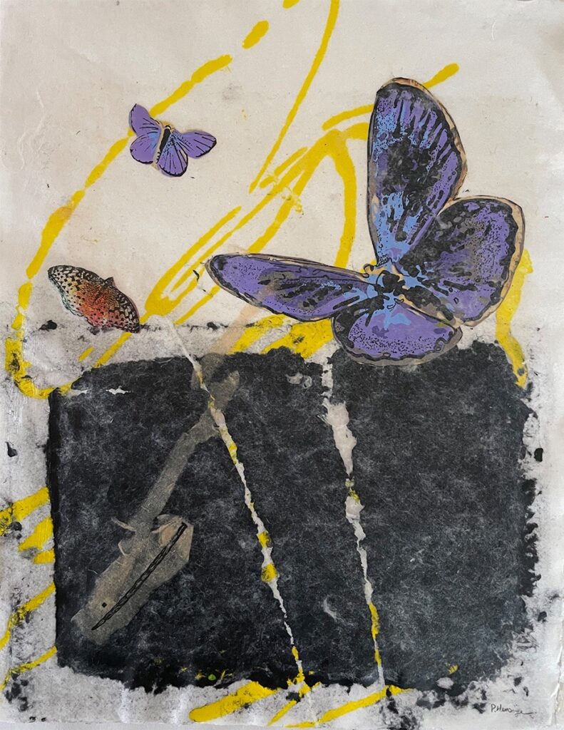 Patricia Hunsinger&nbsp;• <em>Susquehanna Summer II.</em>&nbsp;• Handmade paper, silkscreen, pulp paint, encaustic&nbsp;• 11″×&nbsp;14″&nbsp;• $50.00<a class="purchase" href="https://state-of-the-art-gallery.square.site/product/patricia-hunsinger-susquehanna-summer-ii-/1679" target="_blank">Buy</a>