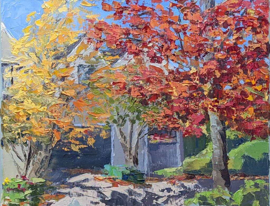 Diana Ozolins&nbsp;• <em>Hidden Condos Clayton NY</em>&nbsp;• Oil on canvas&nbsp;• 14″×&nbsp;11″&nbsp;• $75.00