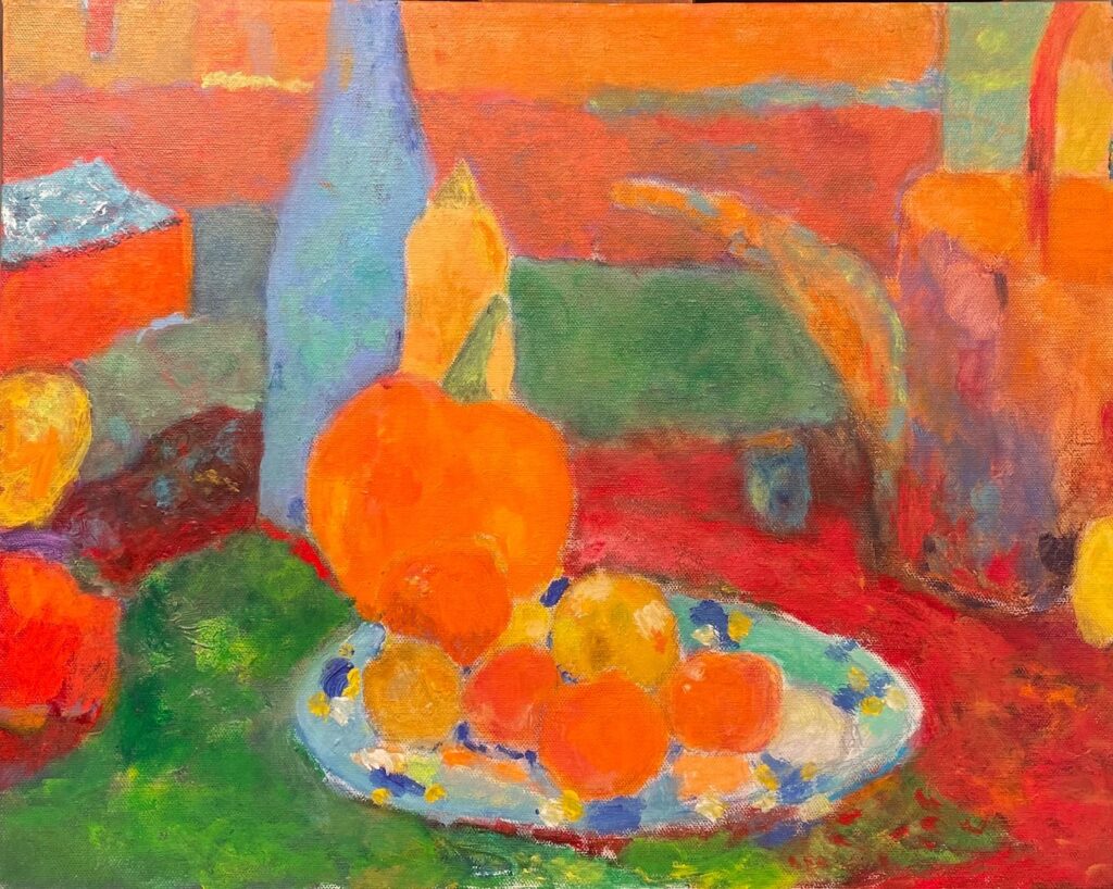 Vincent Joseph&nbsp;• <em>Fall Still Life</em>&nbsp;• Acrylic&nbsp;• 14″×&nbsp;18″×&nbsp;S″&nbsp;• $75.00