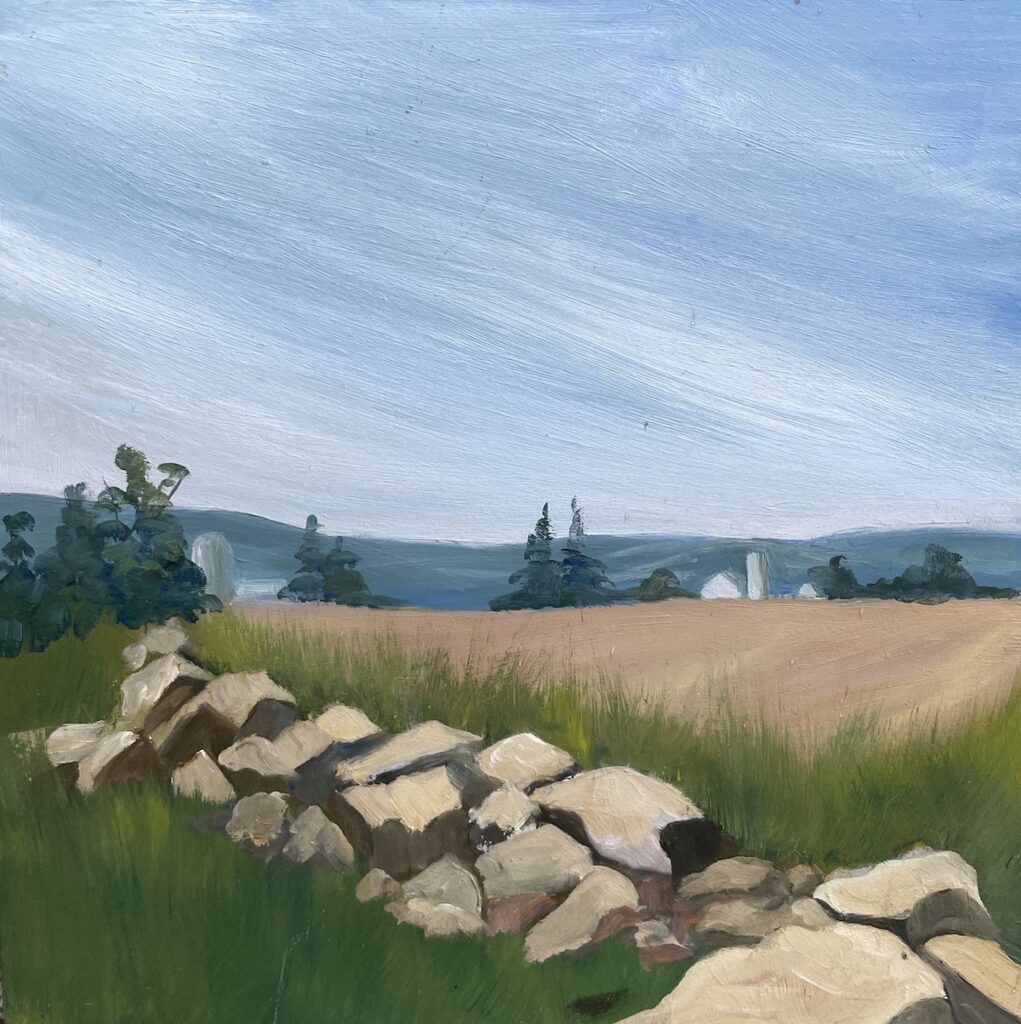 Patty L Porter&nbsp;• <em>Pennsylvania Field Stones</em>&nbsp;• Oil on board&nbsp;• 6″×&nbsp;6″&nbsp;• $40.00