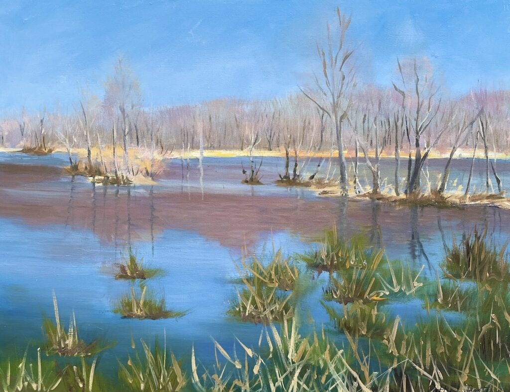 Patty L Porter&nbsp;• <em>Teeter Pond Spring</em>&nbsp;• Oil on board&nbsp;• 9″×&nbsp;12″&nbsp;• $75.00