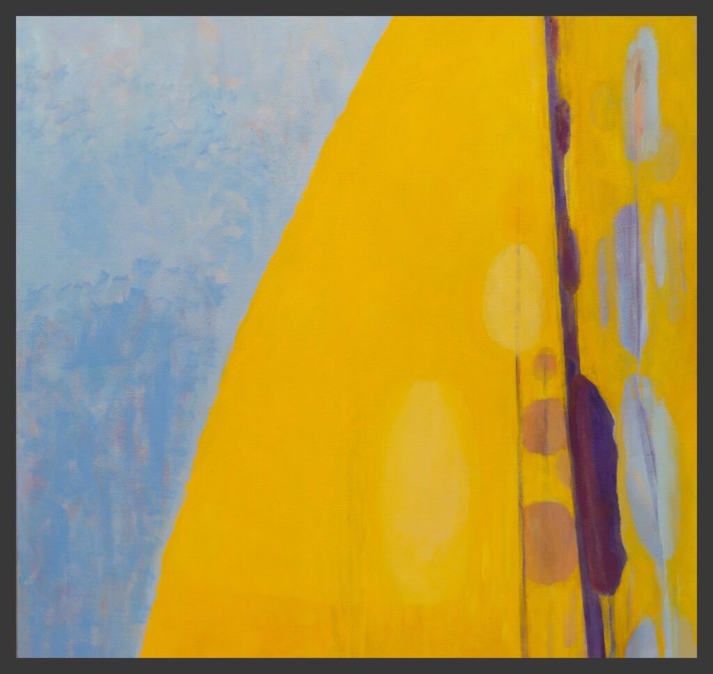 A K Anderson&nbsp;• <em>Ghosts in the Haystack</em>&nbsp;• Water miscible oil on canvas&nbsp;• 24″×&nbsp;24″×&nbsp;1½″&nbsp;• $750.00