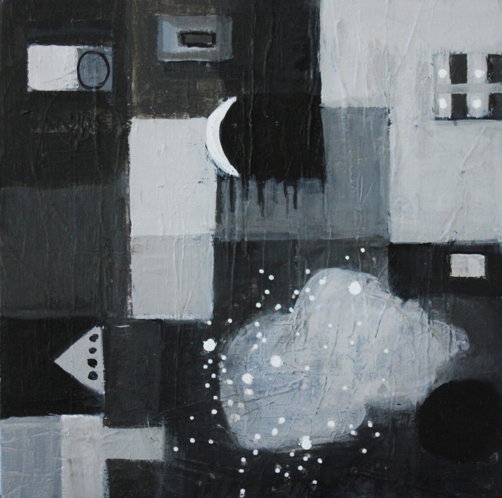 Ethel Vrana&nbsp;• <em>Star Gazing</em>&nbsp;• Acrylic on wood panel&nbsp;• 12″×&nbsp;12″&nbsp;• $225.00