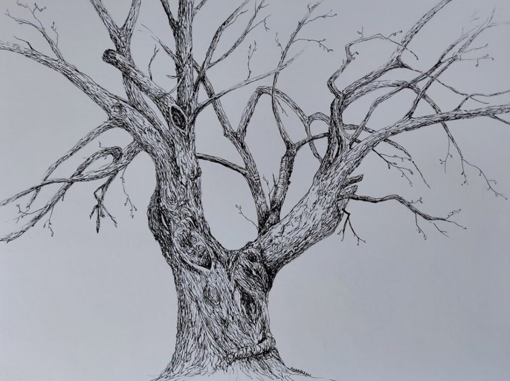Annemiek Haralson&nbsp;• <em>Apple Tree</em>&nbsp;• Pen on paper&nbsp;• 12″×&nbsp;9″&nbsp;• $195.00
