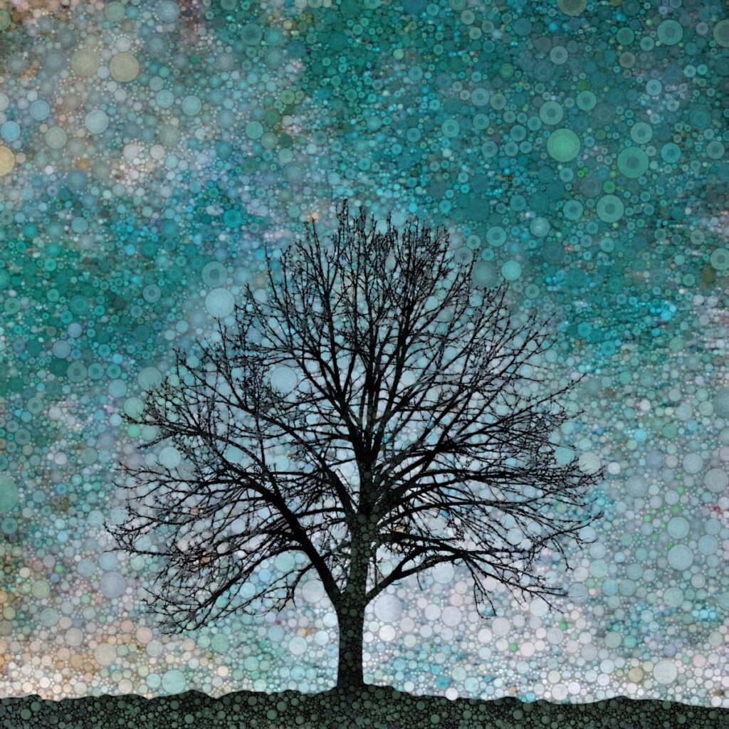 Daniel McPheeters&nbsp;• <em>Cerulean</em>&nbsp;• Mixed media on panel&nbsp;• 16″×&nbsp;16″&nbsp;• $150.00