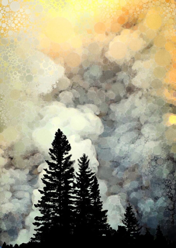 Daniel McPheeters&nbsp;• <em>Foggy Morning</em>&nbsp;• Mixed media on panel&nbsp;• 17″×&nbsp;24″&nbsp;• $200.00
