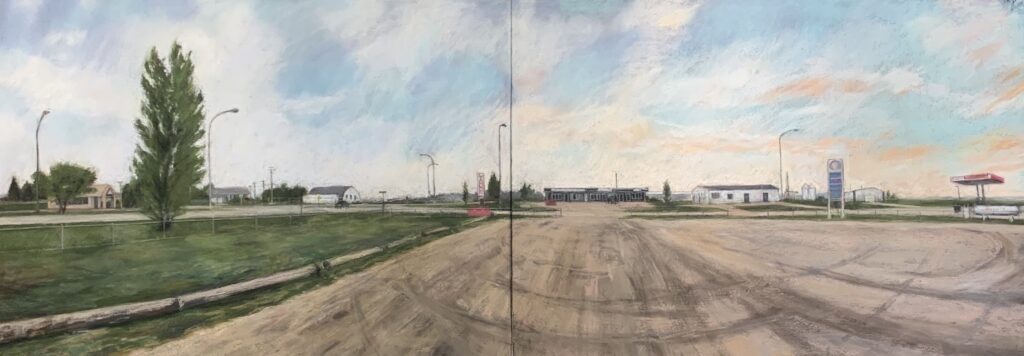 Diane Newton&nbsp;• <em>Mayerthorpe, Alberta</em>&nbsp;• Pastel&nbsp;• 22″×&nbsp;60″&nbsp;• $3,000.00