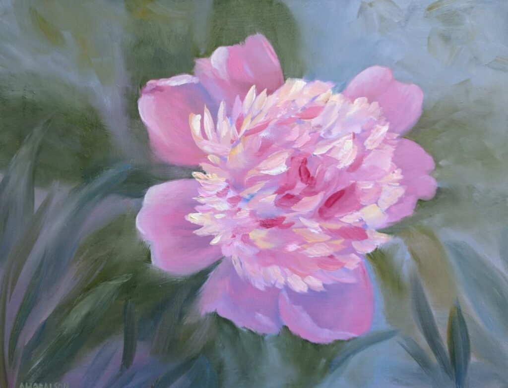Annemiek Haralson&nbsp;• <em>Pink Peony</em>&nbsp;• Oil&nbsp;• 12″×&nbsp;9″&nbsp;• $375.00