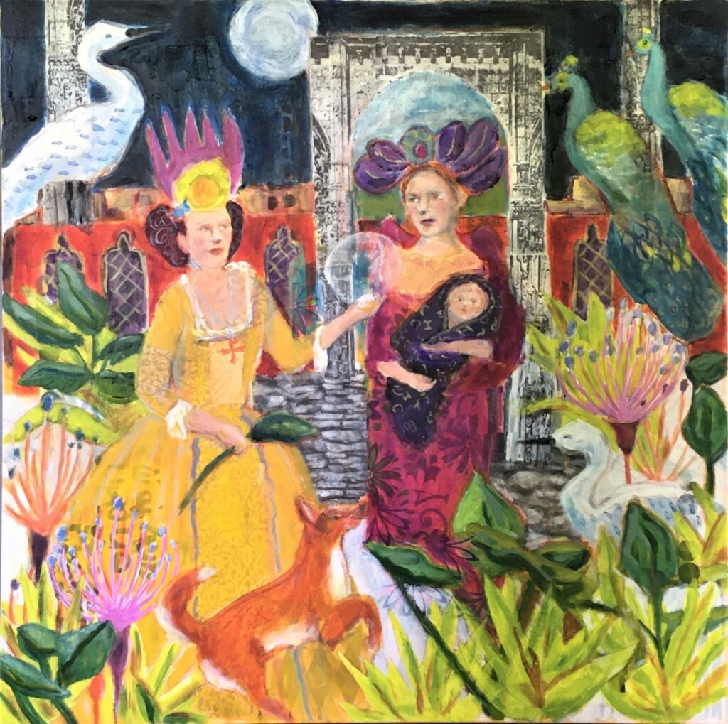 Linda Fazzary&nbsp;• <em>Heartbroken</em>&nbsp;• Acrylic, mixed media&nbsp;• 34″×&nbsp;34″&nbsp;• $2,000.00