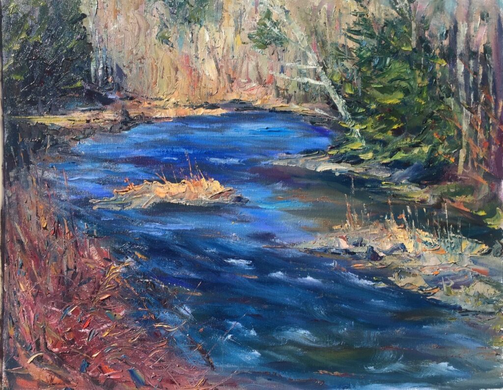 Hsiao-Pei Yang&nbsp;• <em>Early Spring at Flat Rocks</em>&nbsp;• Oil on canvas&nbsp;• 20″×&nbsp;16″&nbsp;• $500.00