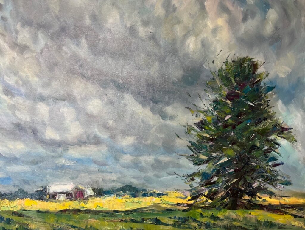 Hsiao-Pei Yang&nbsp;• <em>Thunderstorm Approaching</em>&nbsp;• Oil on canvas&nbsp;• 20″×&nbsp;16″&nbsp;• $500.00