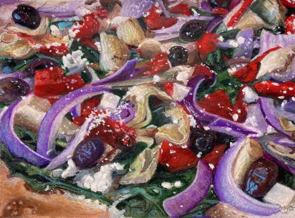 Ed Brothers&nbsp;• <em>Louie’s Mediterranean</em>&nbsp;• Oil&nbsp;• 11½″×&nbsp;8½″&nbsp;• Prints available
