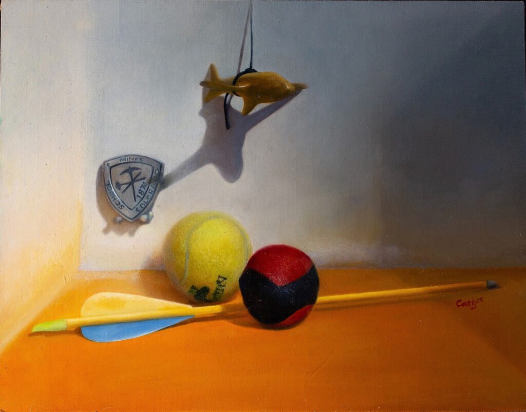 Lisa Carlyon&nbsp;• <em>Loop-De-Loop</em>&nbsp;• Oil on canvas board&nbsp;• 16″×&nbsp;13″&nbsp;• $750.00