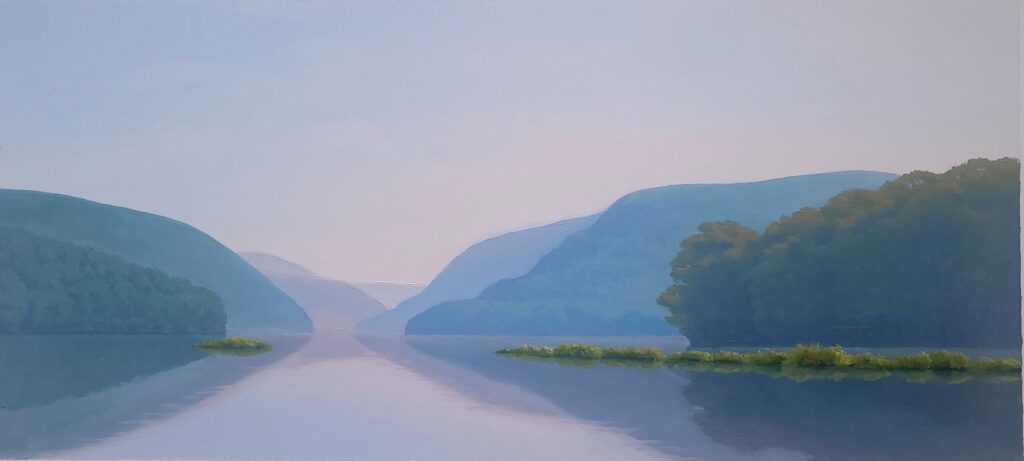 Katherine Follett&nbsp;• <em>Wildfire Haze</em>&nbsp;• Oil on paper&nbsp;• 20″×&nbsp;9″&nbsp;• $430.00