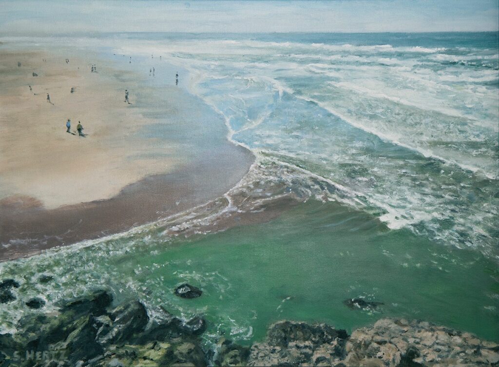 Sue Hertz&nbsp;• <em>At the Beach</em>&nbsp;• Oil on canvas&nbsp;• 24″×&nbsp;18″&nbsp;• $1,350.00