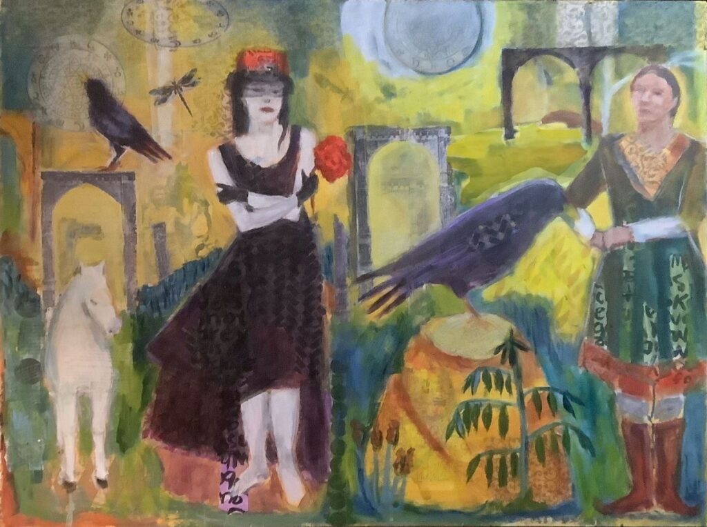 Linda Fazzary&nbsp;• <em>Paths to Doorways</em>&nbsp;• Acrylic, mixed media&nbsp;• 42″×&nbsp;32″&nbsp;• $1,300.00