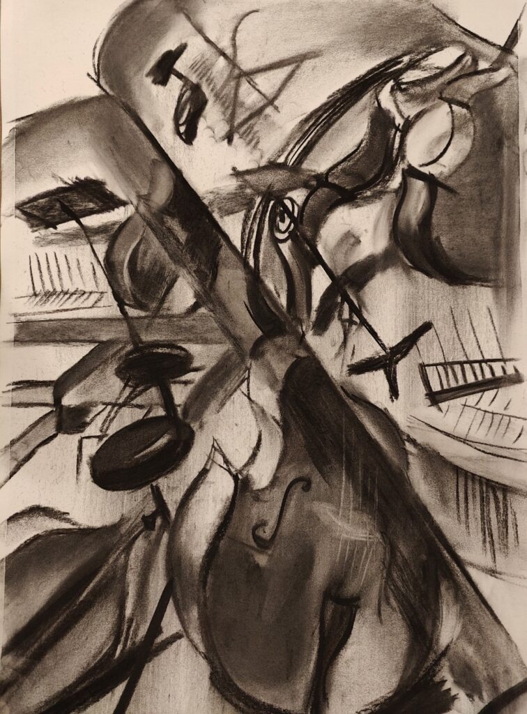 Irina Kassabova&nbsp;• <em>Stage</em>&nbsp;• Charcoal on paper&nbsp;• 28″×&nbsp;20″&nbsp;• $400.00