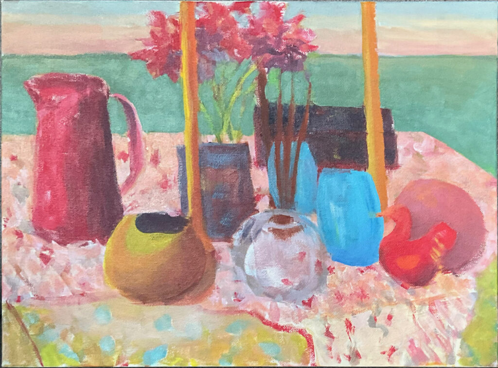Diana Ozolins&nbsp;• <em>Still Life #4</em>&nbsp;• Acrylics on canvas&nbsp;• 16″×&nbsp;12″&nbsp;• $550.00