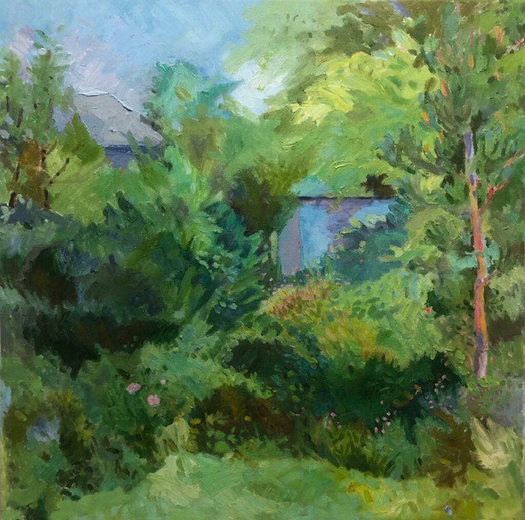 Catharine O'Neill&nbsp;• <em>Orange Tree</em>&nbsp;• Water-based oils&nbsp;• 20″×&nbsp;20″&nbsp;• NFS