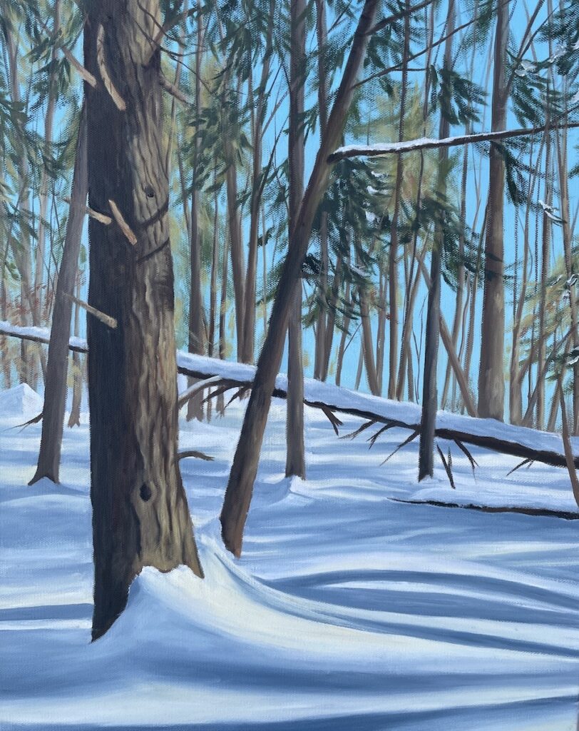 Patty L Porter&nbsp;• <em>Walk in the Woods</em>&nbsp;• Oil on canvas&nbsp;• 16″×&nbsp;20″&nbsp;• $550.00