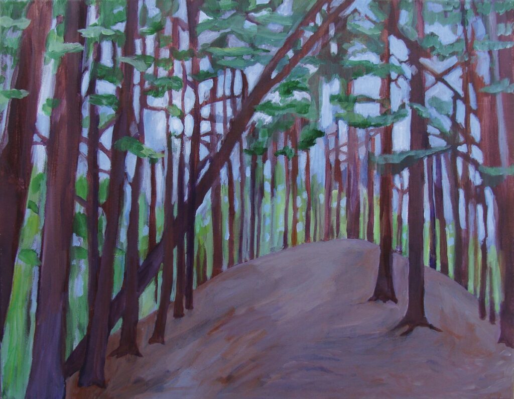 Katrina Morse&nbsp;• <em>Hemlock Hill</em>&nbsp;• Acrylic on canvas&nbsp;• 20″×&nbsp;16″&nbsp;• $400.00