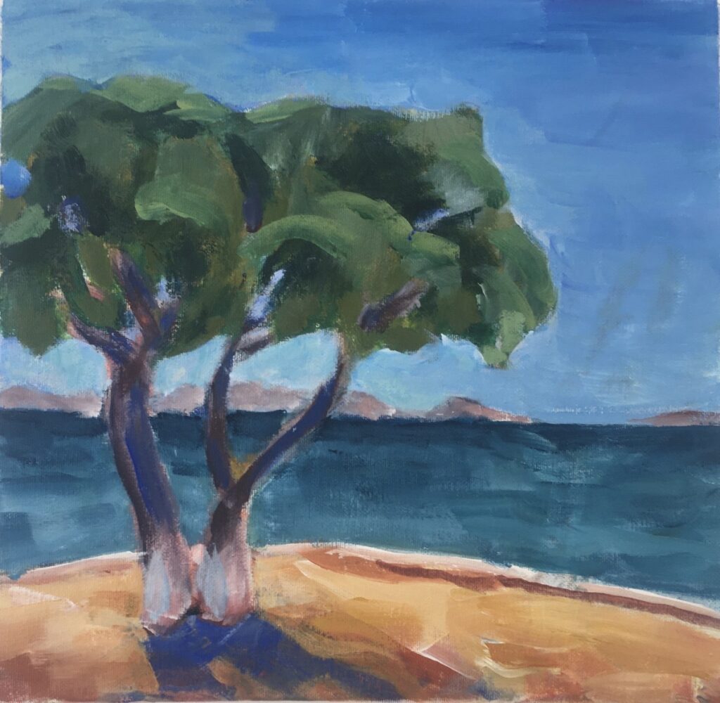 Linda Fazzary&nbsp;• <em>Poros Kefalonia #3</em>&nbsp;• Acrylic&nbsp;• 10″×&nbsp;10″&nbsp;• $600.00