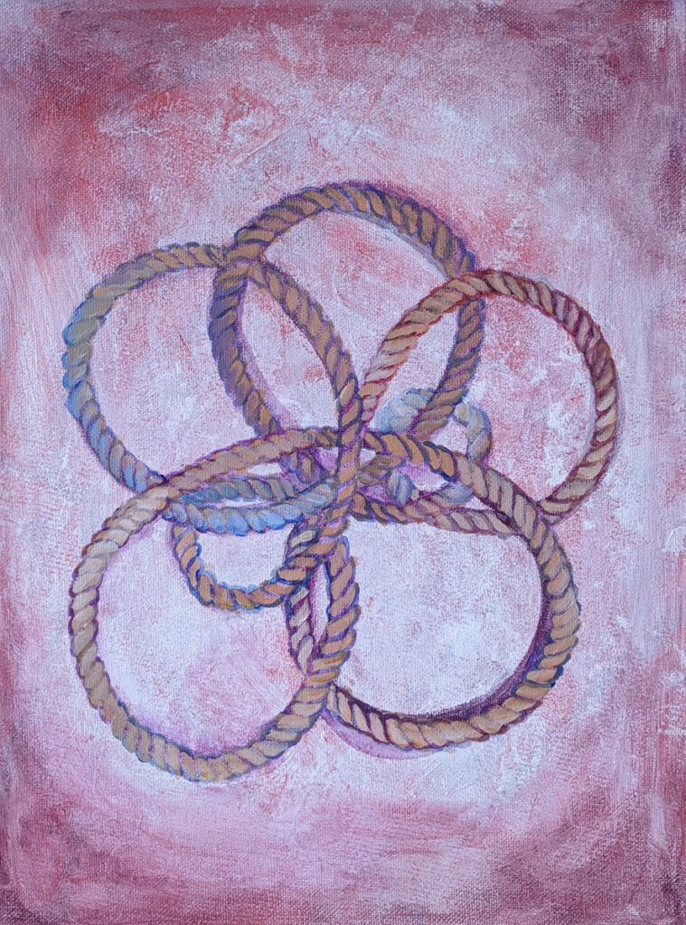 Katrina Morse&nbsp;• <em>Rope Mandala</em>&nbsp;• Acrylic on canvas&nbsp;• 12″×&nbsp;16″&nbsp;• $275.00