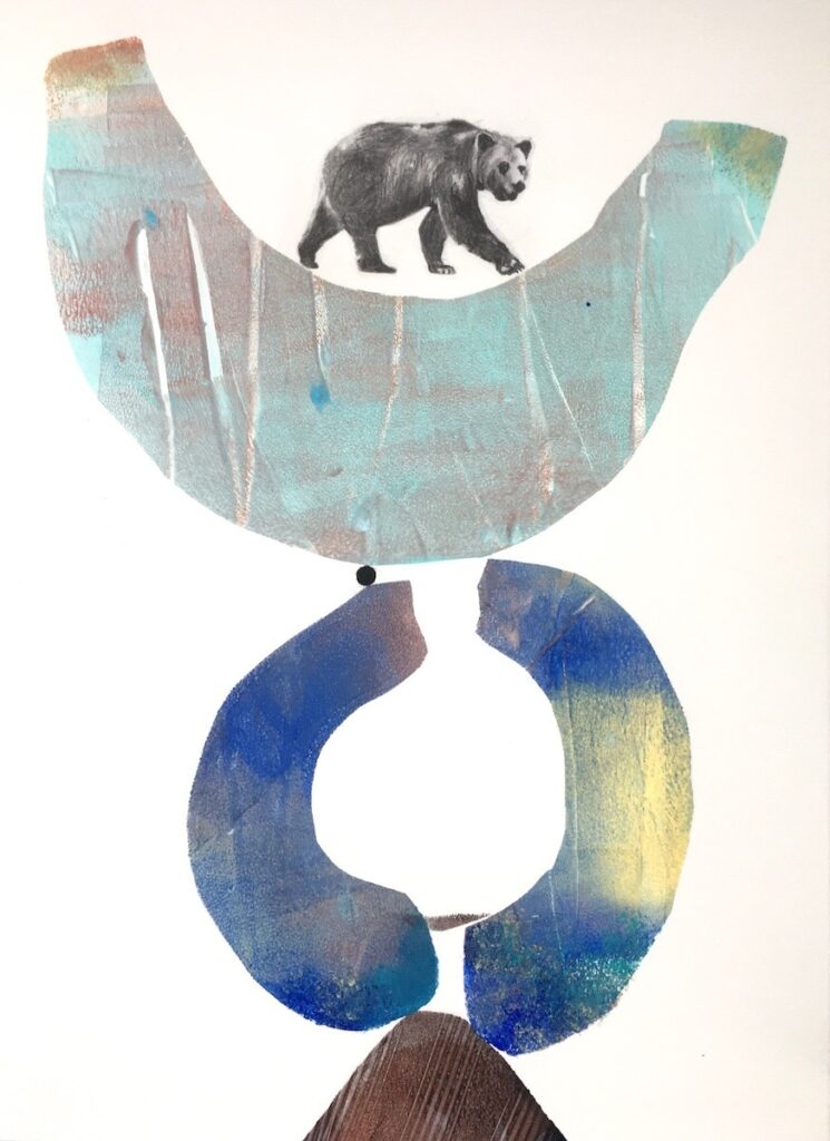 Carol Spence&nbsp;• <em>Balancing Act</em>&nbsp;• Acrylic and pencil&nbsp;• 16″×&nbsp;20″&nbsp;• $285.00