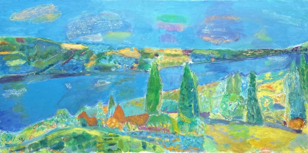 Vincent Joseph&nbsp;• <em>Lake View West</em>&nbsp;• Acrylic&nbsp;• 30″×&nbsp;15″&nbsp;• $425.00