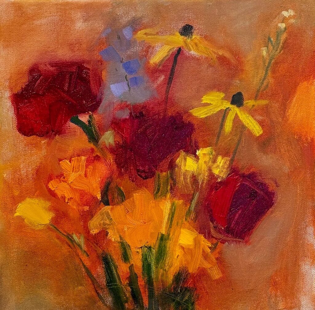Ileen Kaplan&nbsp;• <em>September Flowers</em>&nbsp;• In on canvas&nbsp;• 12″×&nbsp;12″&nbsp;• $550.00