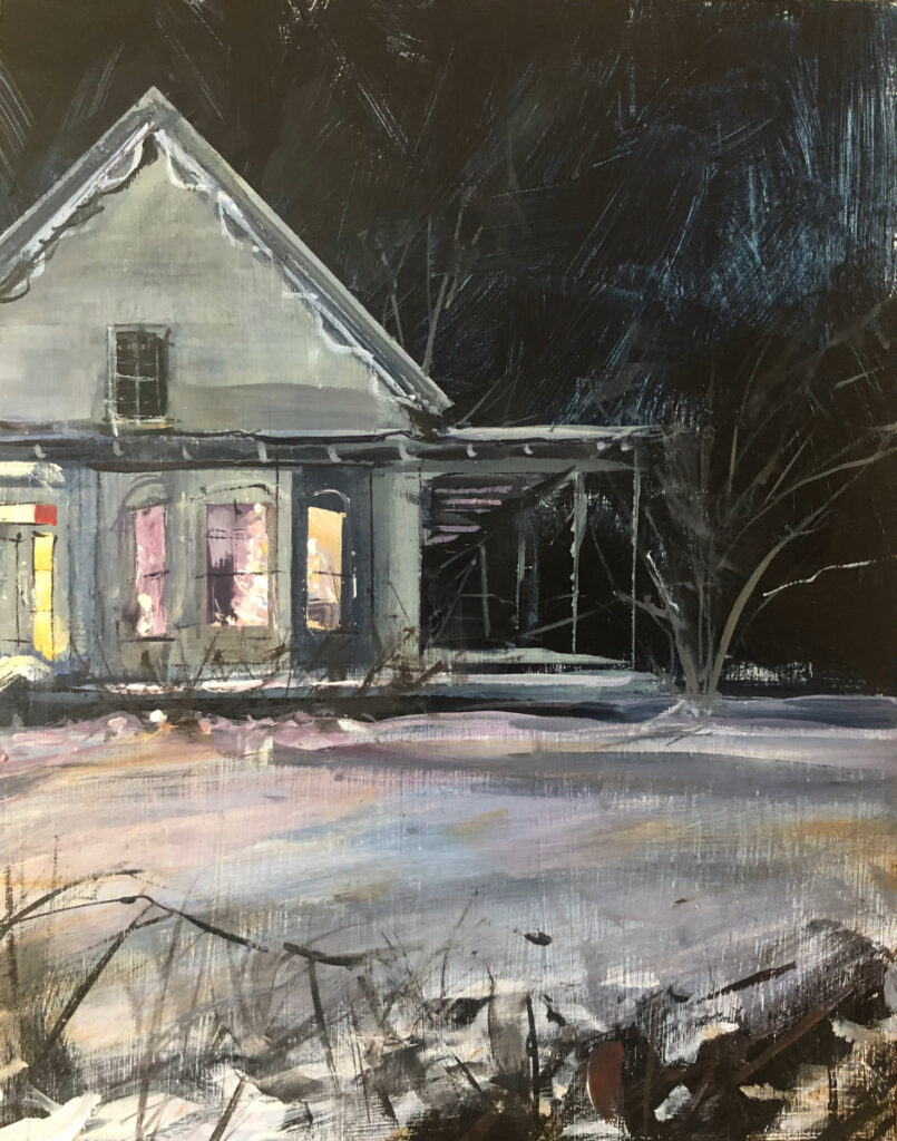 Austin MacRae&nbsp;• <em>The Party</em>&nbsp;• Acrylic on board&nbsp;• 9″×&nbsp;12″&nbsp;• $250.00