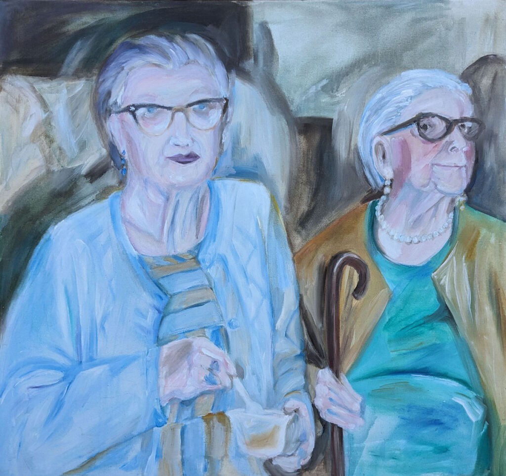 Katrina Morse&nbsp;• <em>Ice Cream Social</em>&nbsp;• Acrylic on canvas&nbsp;• 36″×&nbsp;34″&nbsp;• $500.00