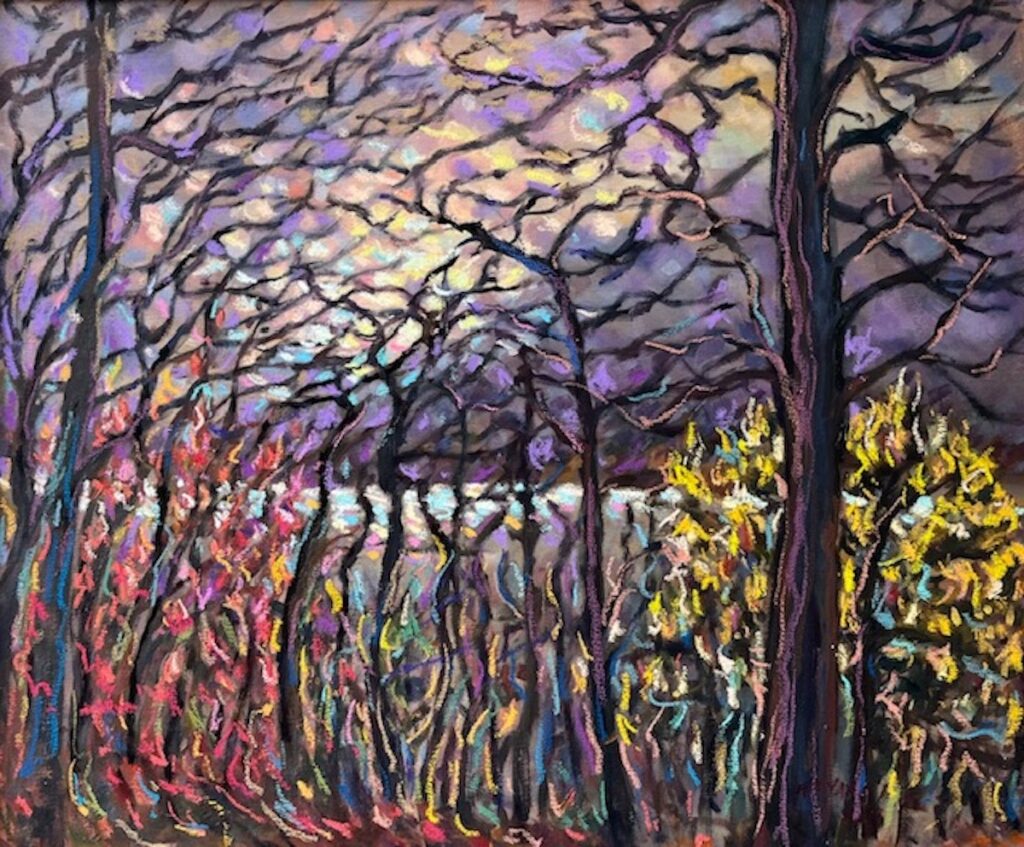 Hsiao-Pei Yang&nbsp;• <em>Intertwined</em>&nbsp;• Oil paint and oil pastel on canvas&nbsp;• 24″×&nbsp;18″&nbsp;• $1,000.00