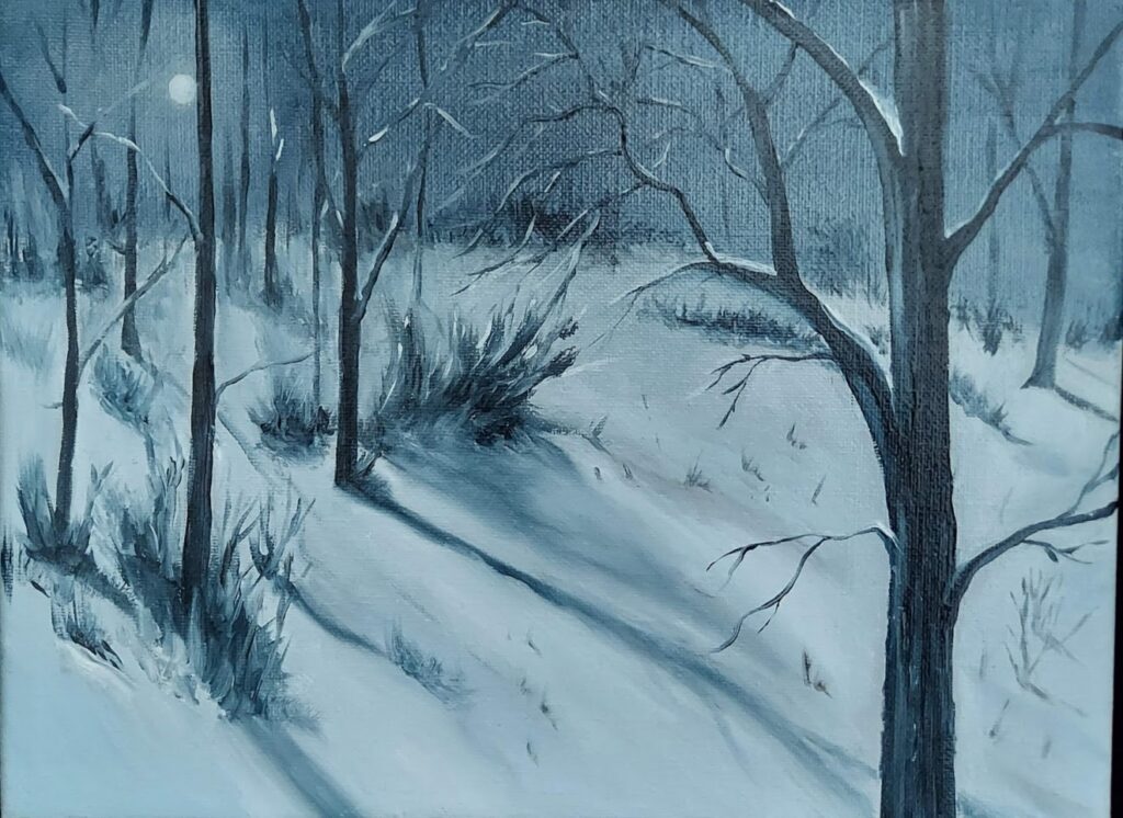 Annemiek Haralson&nbsp;• <em>Moonlight Shadows</em>&nbsp;• Oil&nbsp;• 12″×&nbsp;8″&nbsp;• $150.00