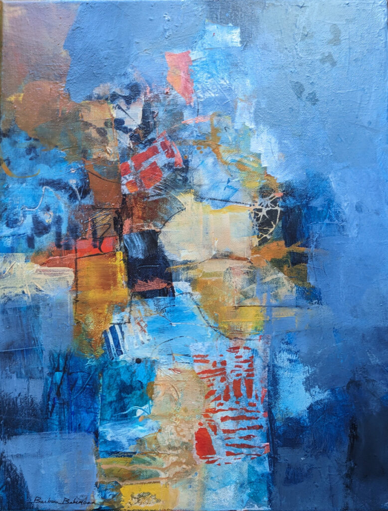 Barbara Behrmann&nbsp;• <em>Fragments</em>&nbsp;• Acrylic on stretched canvas&nbsp;• 14″×&nbsp;18″&nbsp;• $195.00