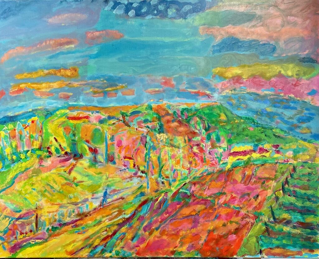Vincent Joseph&nbsp;• <em>In the Vineyard</em>&nbsp;• Acrylic&nbsp;• 30″×&nbsp;24″&nbsp;• $600.00