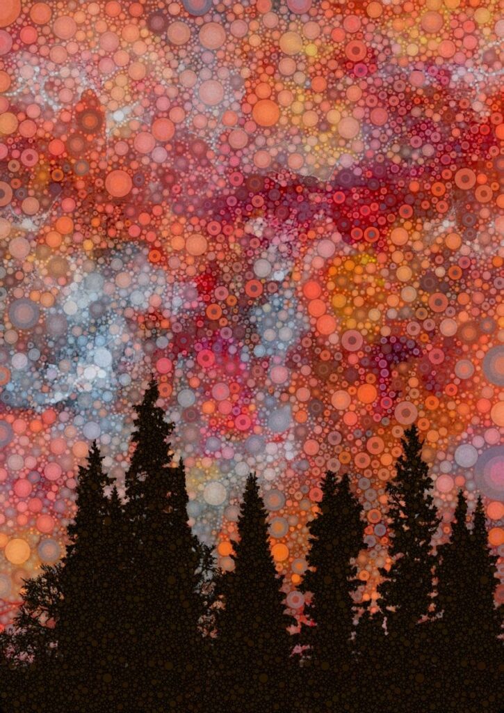 Daniel McPheeters&nbsp;• <em>Wild Sky</em>&nbsp;• Mixed media on panel&nbsp;• 17″×&nbsp;24″&nbsp;• $200.00