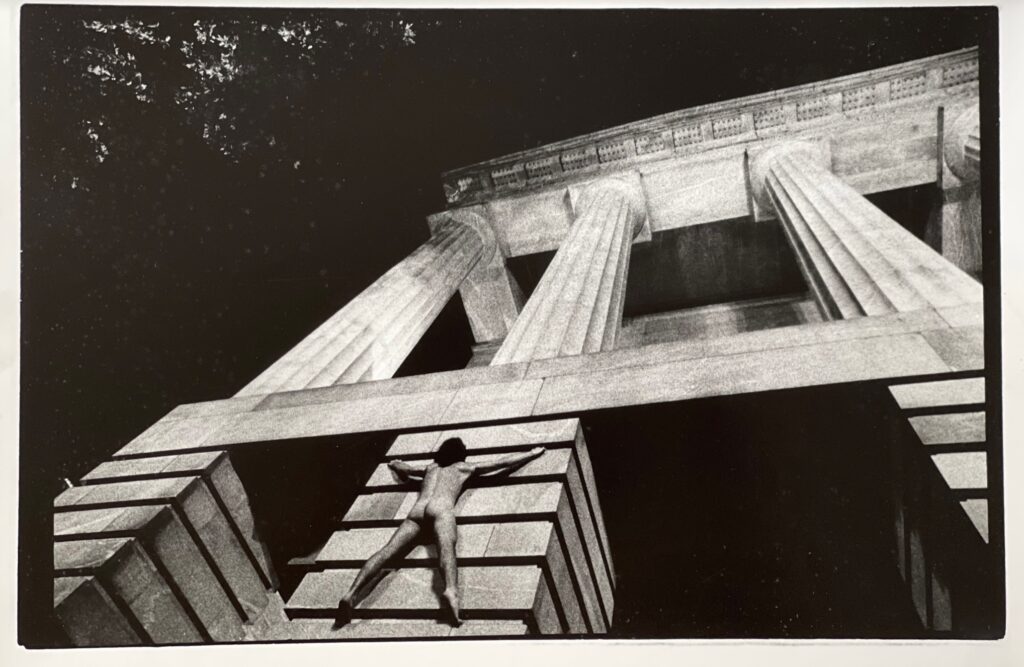 Kelly Houk&nbsp;• <em>Naked Men in Public Places</em>&nbsp;• Printed on silver chloride contact paper&nbsp;• 17″×&nbsp;11″&nbsp;• NFS