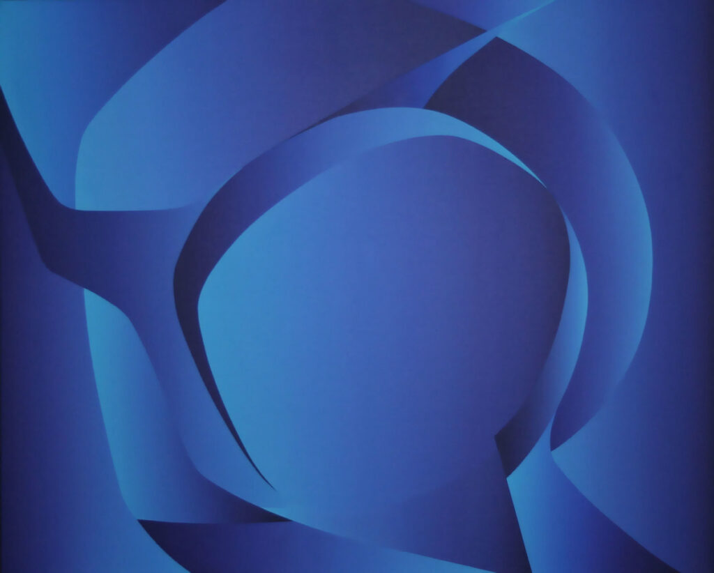 Frances L. Fawcett&nbsp;• <em>Spring Motions</em>&nbsp;• Acrylic on canvas&nbsp;• 25″×&nbsp;30″&nbsp;• On loan from the collection of Rachel & Bradley Bostrom