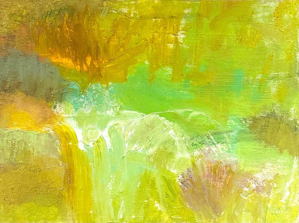 Ileen Kaplan&nbsp;• <em>Spring Greens</em>&nbsp;• Oil on panel&nbsp;• 12″×&nbsp;9″&nbsp;• $425.00