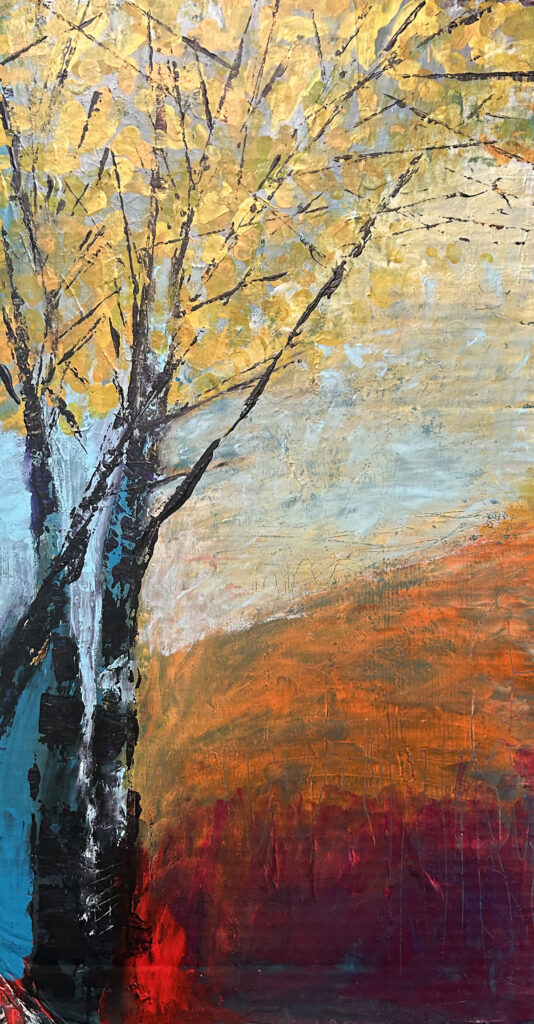 Darcy Binns&nbsp;• <em>Yellow Sky</em>&nbsp;• Acrylic on corrugated cardboard&nbsp;• 11″×&nbsp;22″&nbsp;• $285.00<a class="purchase" href="https://state-of-the-art-gallery.square.site/product/darcy-binns-yellow-sky/56PKA6WU64UW6U5EJMISJ4WB" target="_blank">Buy</a>
