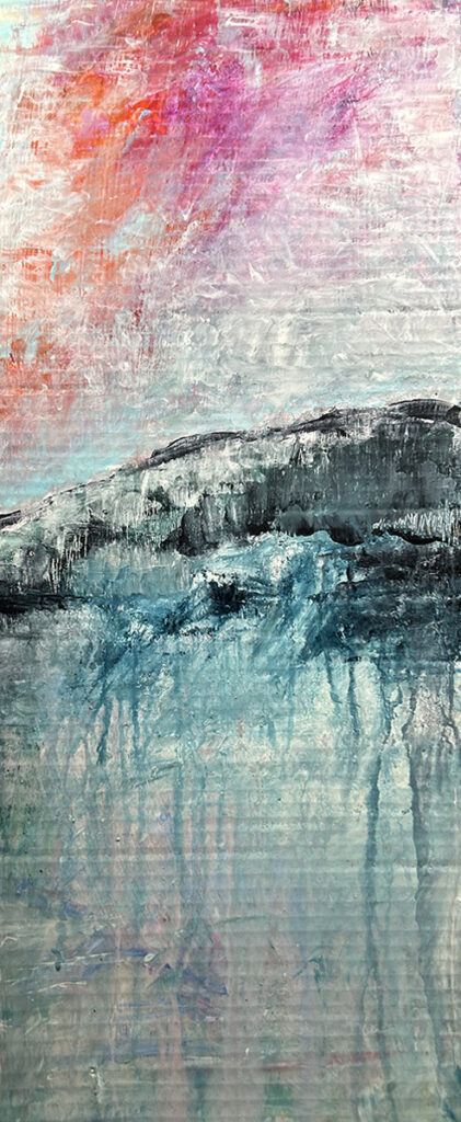 Darcy Binns&nbsp;• <em>Winter Ditty No.6</em>&nbsp;• Acrylic on corrugated cardboard&nbsp;• 12″×&nbsp;30″&nbsp;• $150.00
